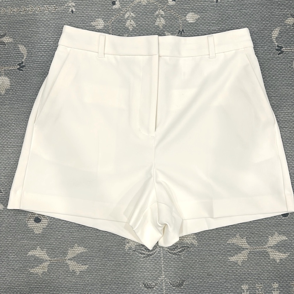 White Express High waisted Editor Shorts